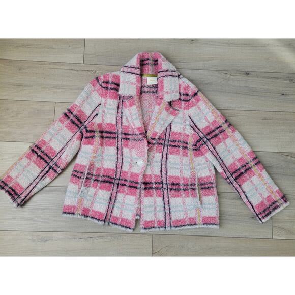 Anthropologie Maeve Aurelia Pink Alpaca/Wool Blend Fuzzy Oversize Jacket Size XL - Picture 7 of 11